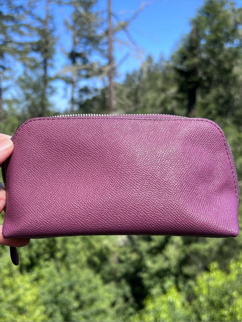 COACH Makeup Bag Small Purple Cosmetic Pouch with Silver Hardware AUTHENTIC - Picture 2 of 11
